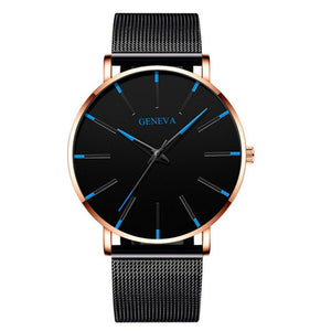 Geneva - Ultradun minimalistisch zwart horloge